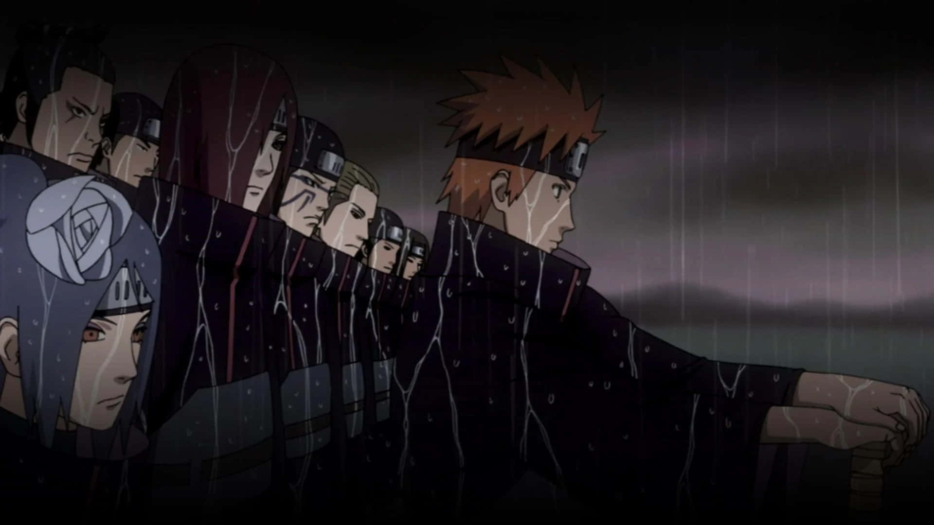 Akatsuki Yahiko, anime characters, dark cloaks, Full HD Desktop Wallpaper