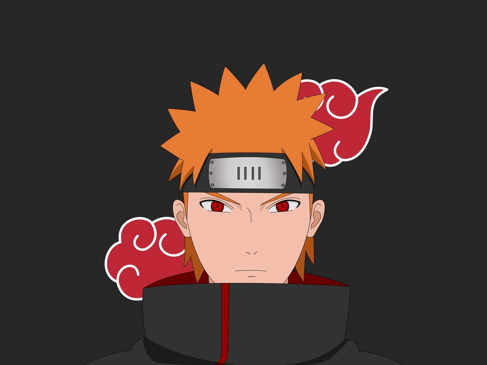 Akatsuki Yahiko, spiky orange hair, red eyes, HD Desktop Wallpaper