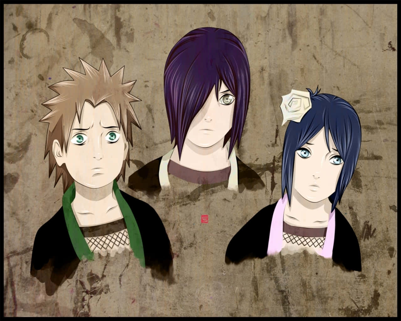 Akatsuki Yahiko, anime characters, textured aged wall background, HD Desktop Wallpaper