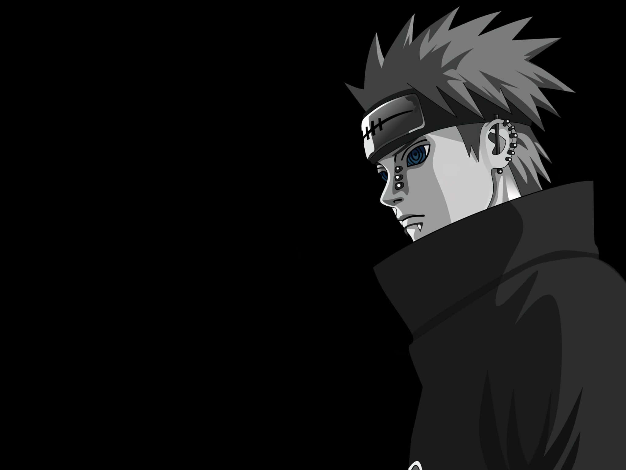 Akatsuki Yahiko, spiky hair, glowing blue eyes, Full HD Desktop Wallpaper