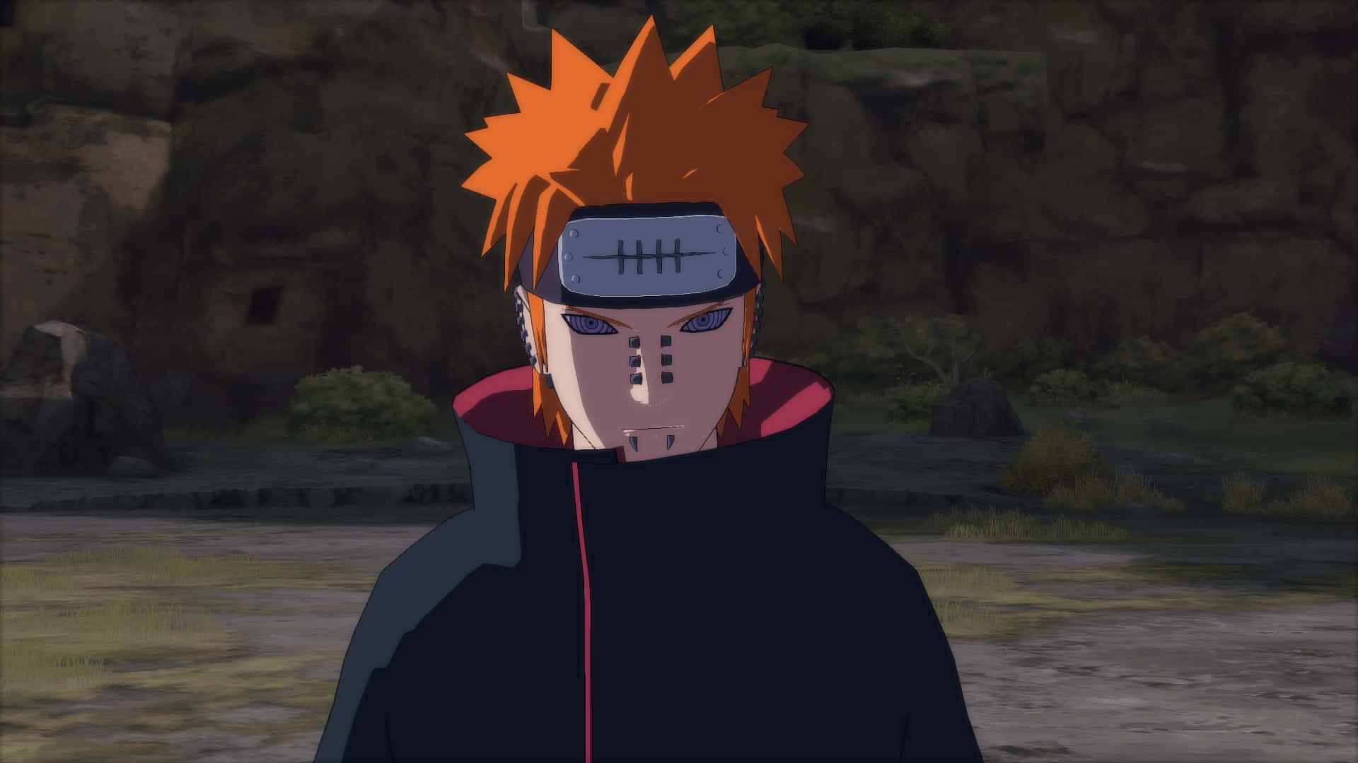 Akatsuki Yahiko, spiky orange hair, black cloak, Full HD Desktop Wallpaper