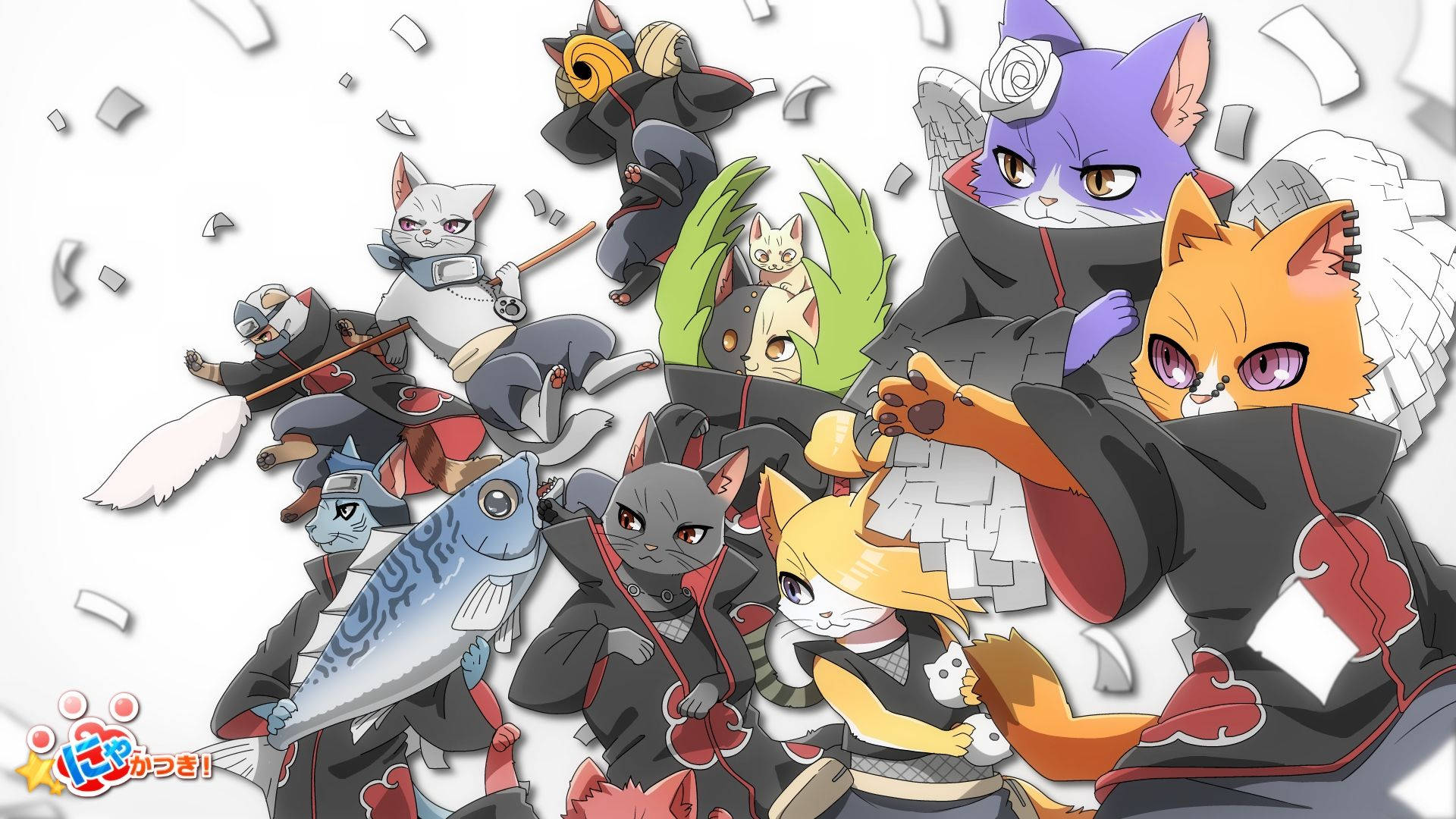 Akatsuki, neko, anthropomorphic cats, Full HD Desktop Wallpaper