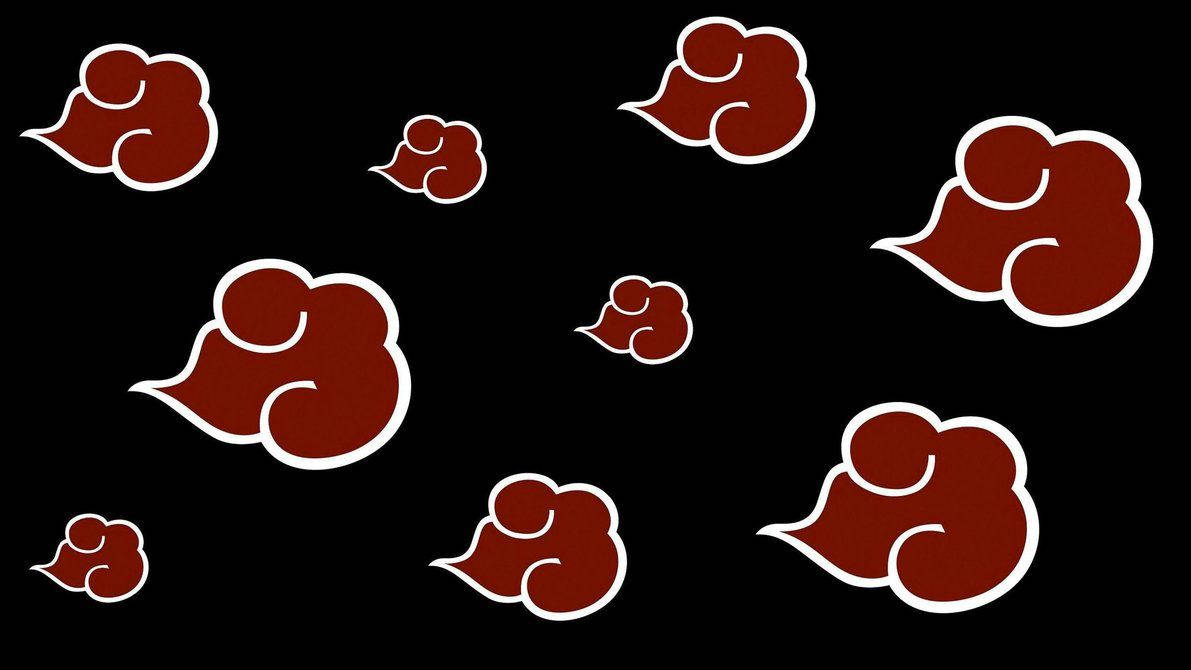 Akatsuki, red cloud symbols, white outlines, SD Desktop Wallpaper