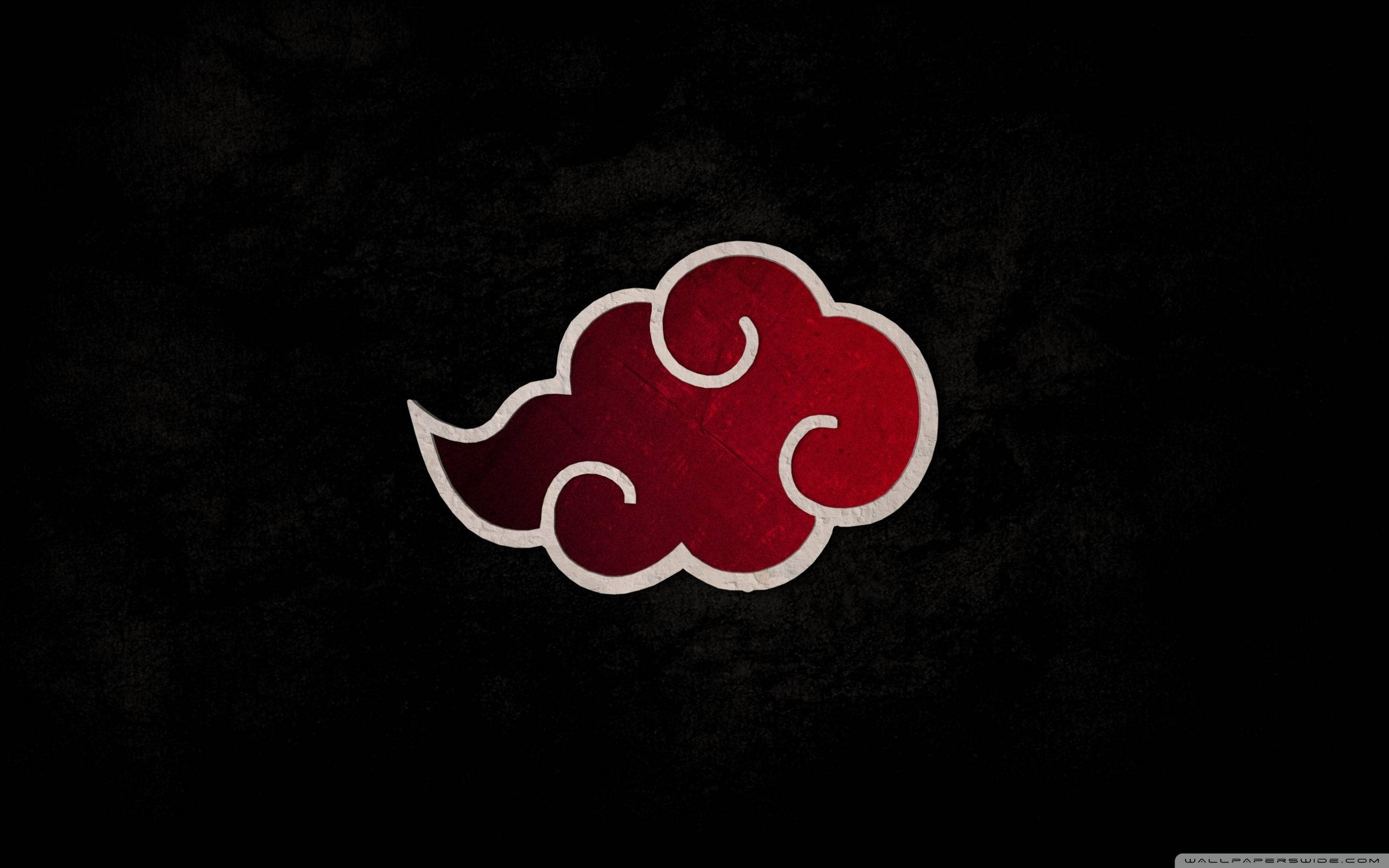Akatsuki, red cloud, white outline, 2K Desktop Wallpaper