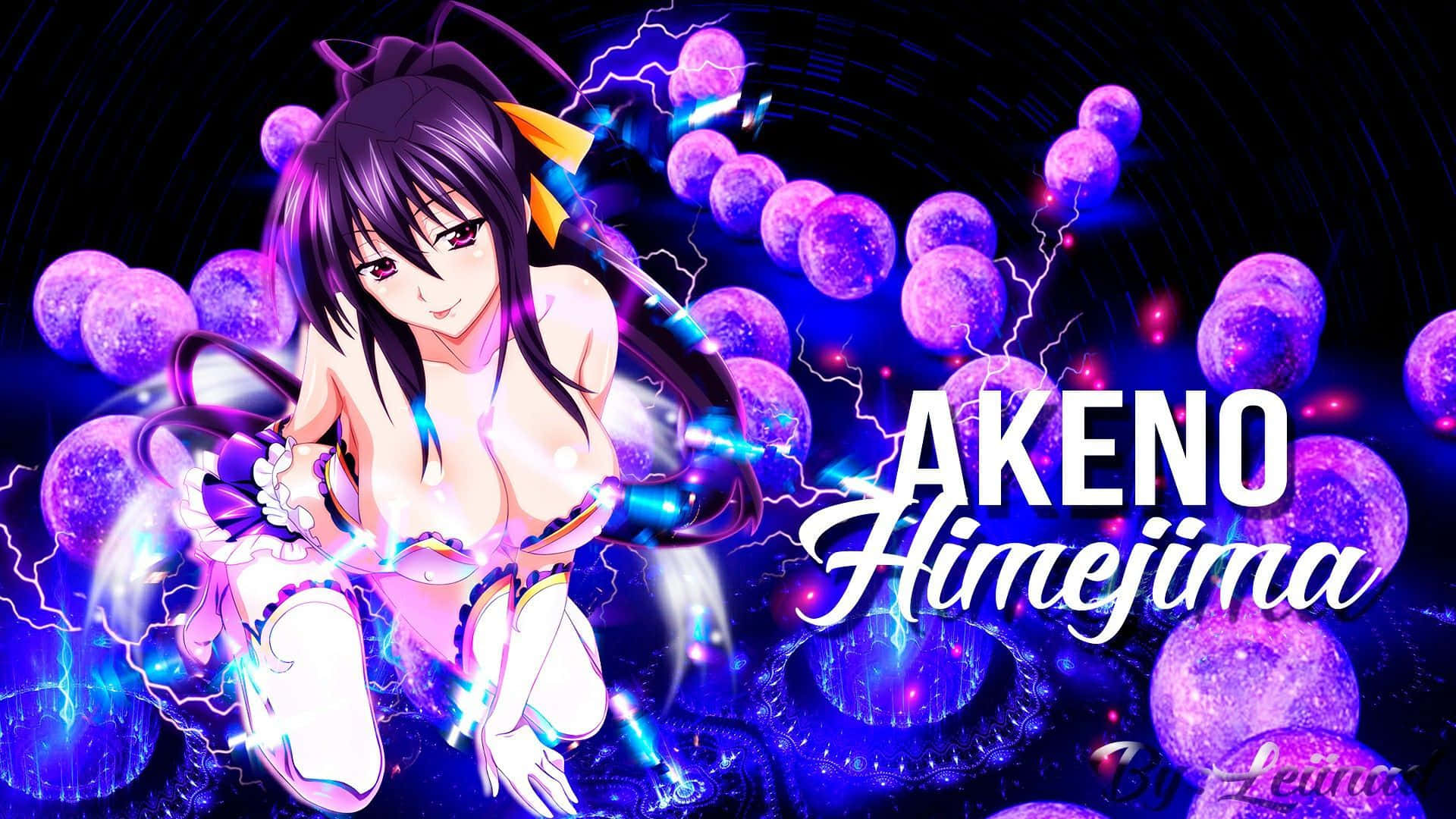 Akeno Himejima, purple hair, glowing orbs, Full HD Desktop Wallpaper