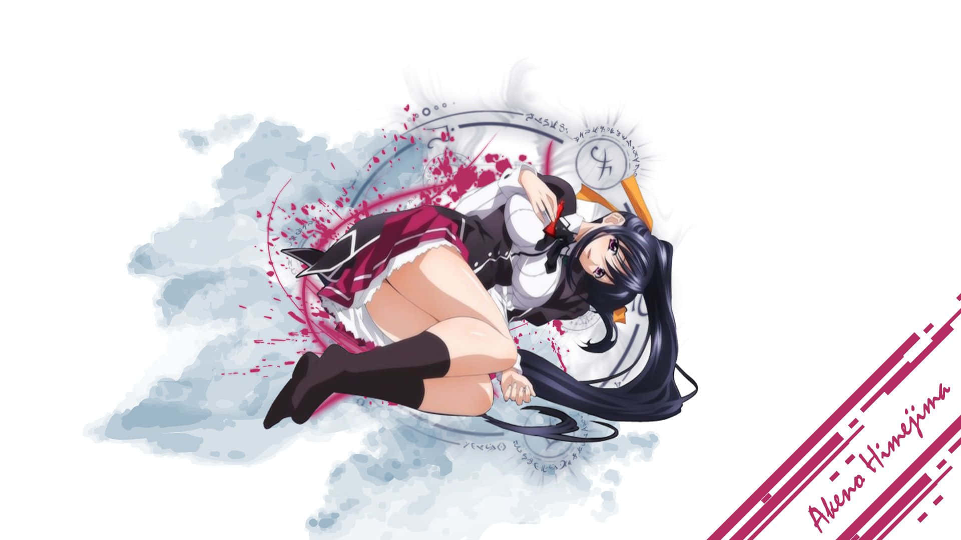 Akeno Himejima, long black hair, school uniform, Full HD Desktop Wallpaper