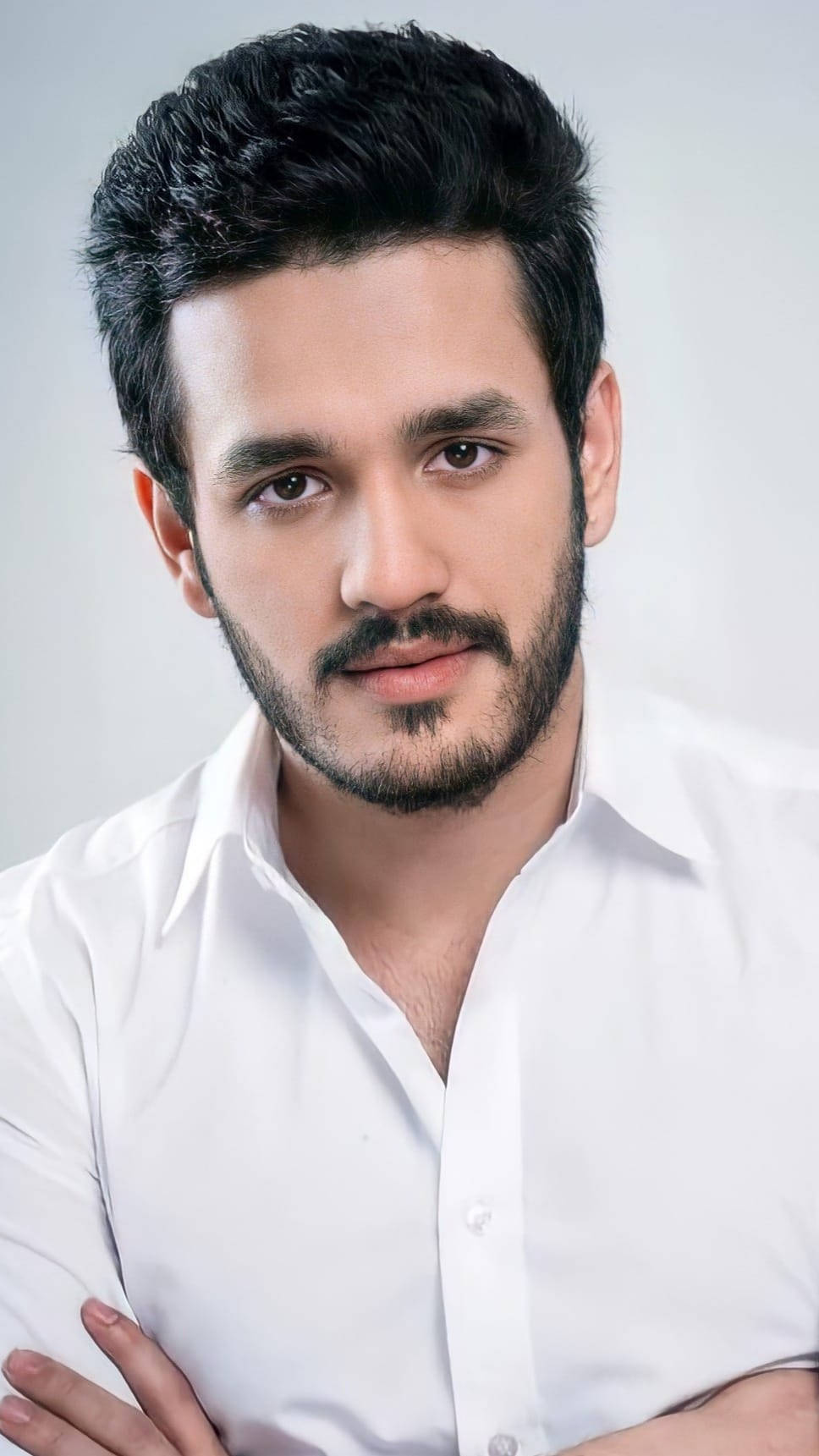 Akhil Akkineni, white shirt, dark hair, HD Phone Wallpaper