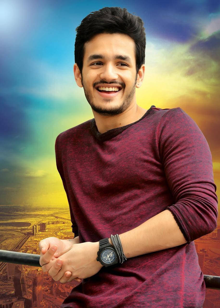 Akhil Akkineni, maroon shirt, railing, HD Phone Wallpaper