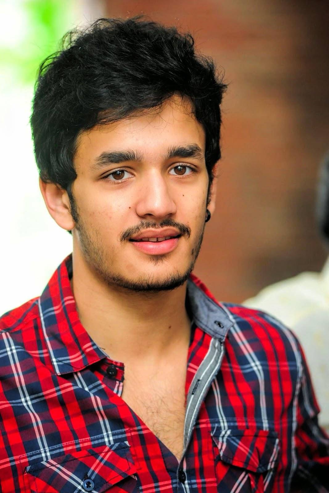 Akhil Akkineni, red blue plaid shirt, dark hair, HD Phone Wallpaper