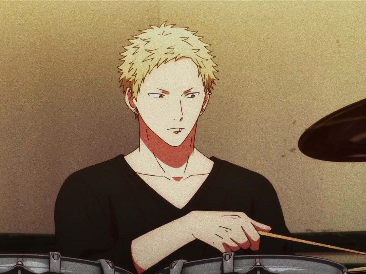 Akihiko Kaji, spiky blonde hair, drumsticks, HD Desktop Wallpaper