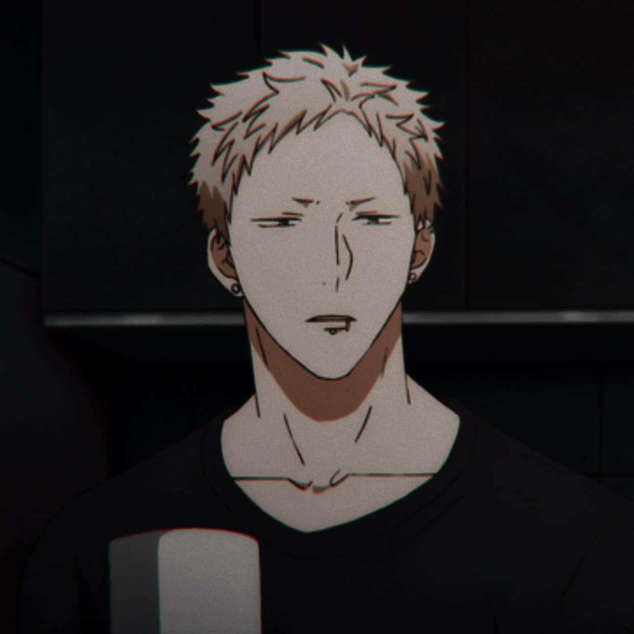 Akihiko Kaji, spiky white hair, black shirt, SD Desktop Wallpaper