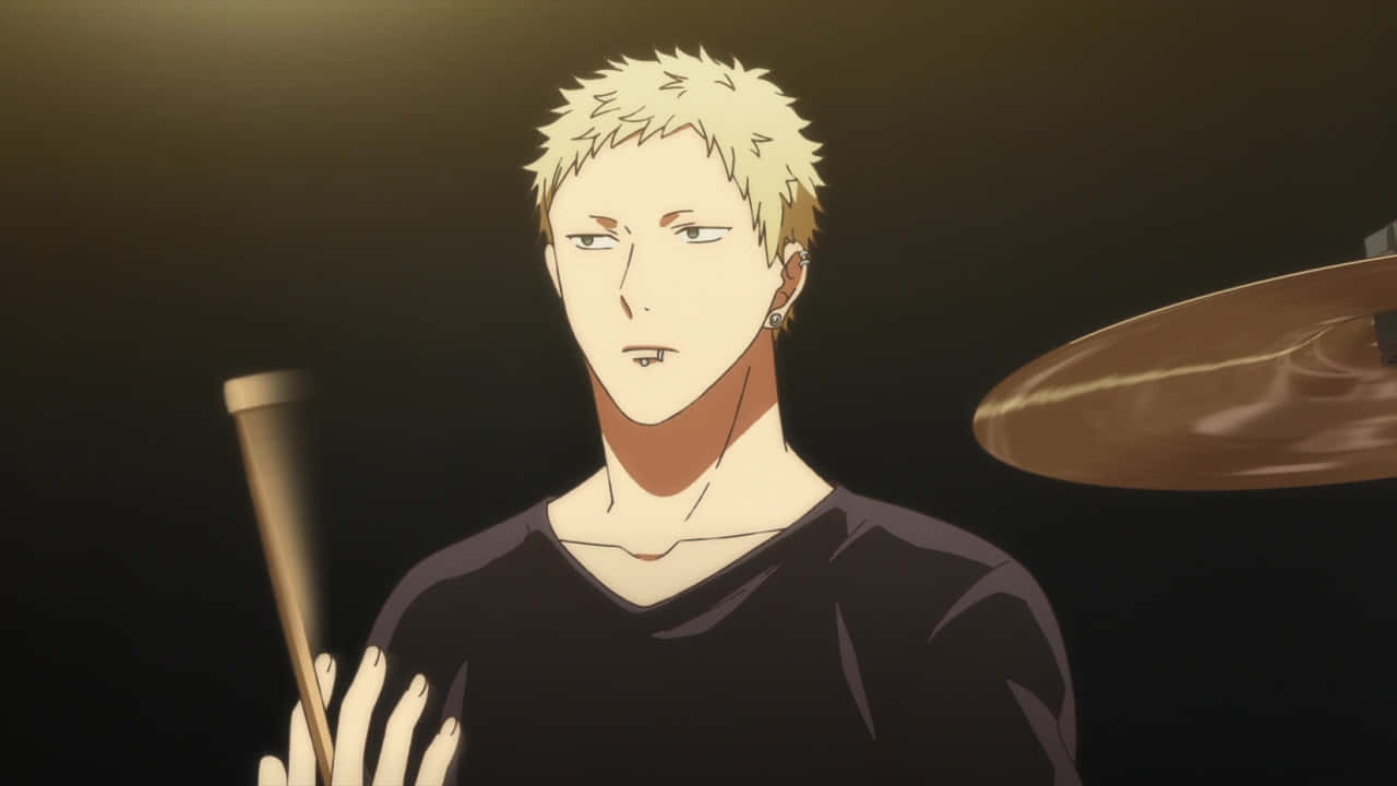 Akihiko Kaji, spiky blonde hair, drumsticks, HD Desktop Wallpaper