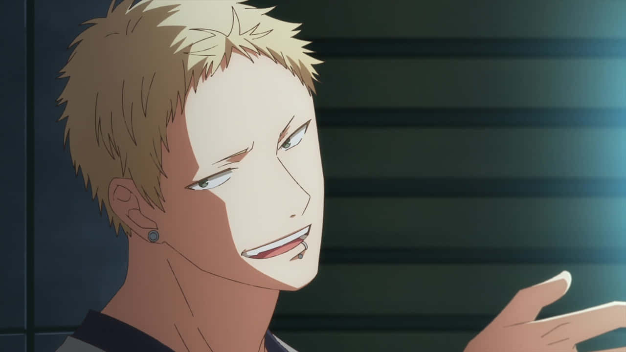 Akihiko Kaji, spiky blonde hair, ear piercing, HD Desktop Wallpaper