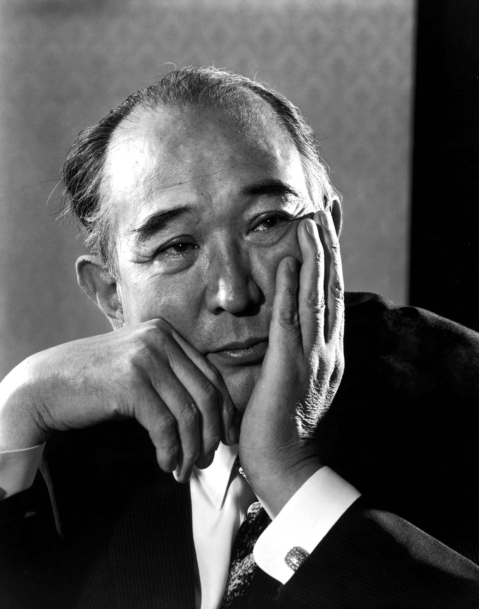 Akira Kurosawa, black and white portrait, elderly man, Full HD Phone Wallpaper