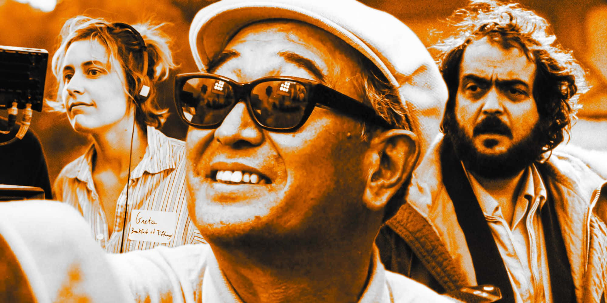 Akira Kurosawa, film set, director in sunglasses, Full HD Desktop Wallpaper