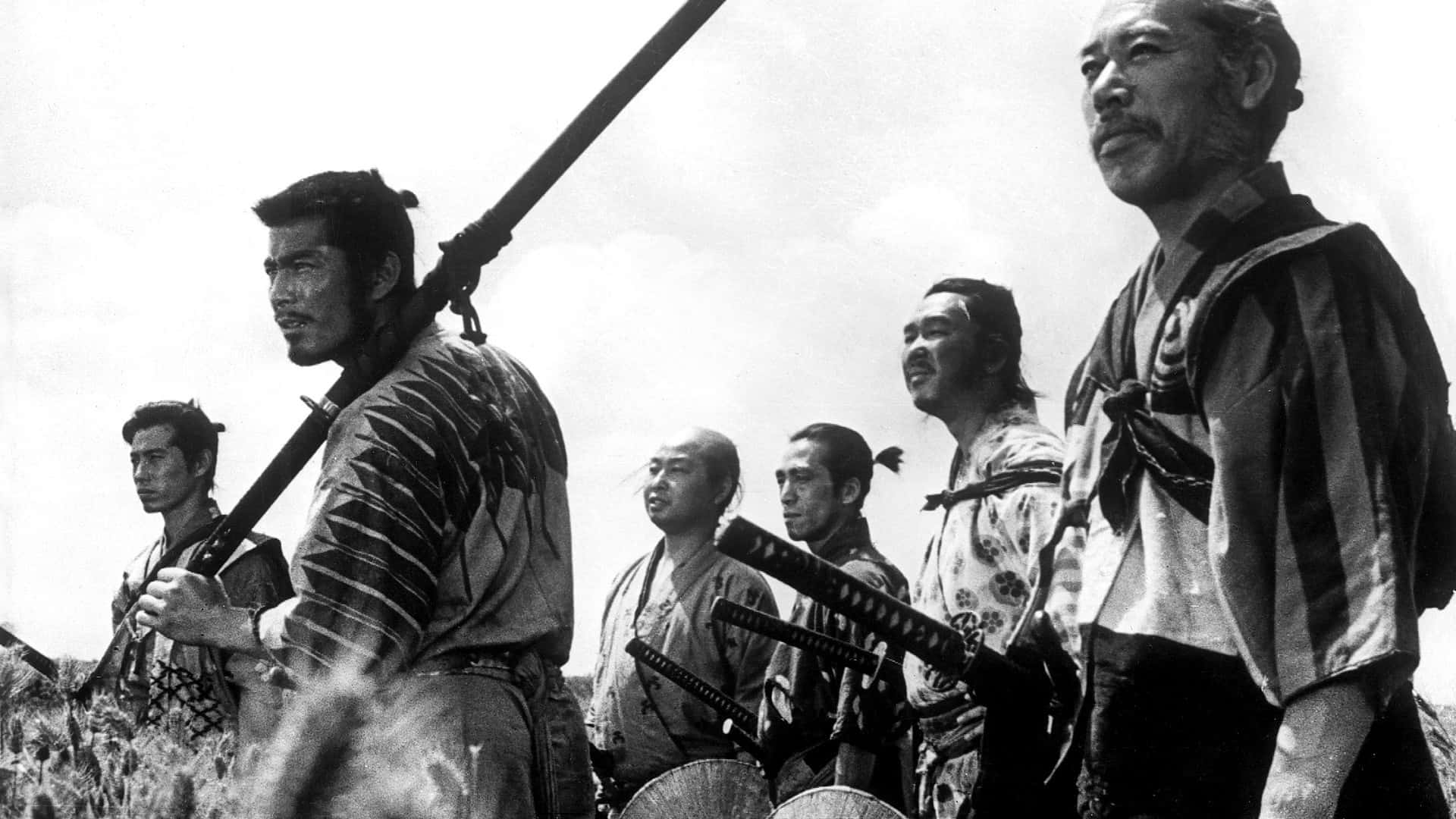 Akira Kurosawa, samurai, black and white film still, Full HD Desktop Wallpaper