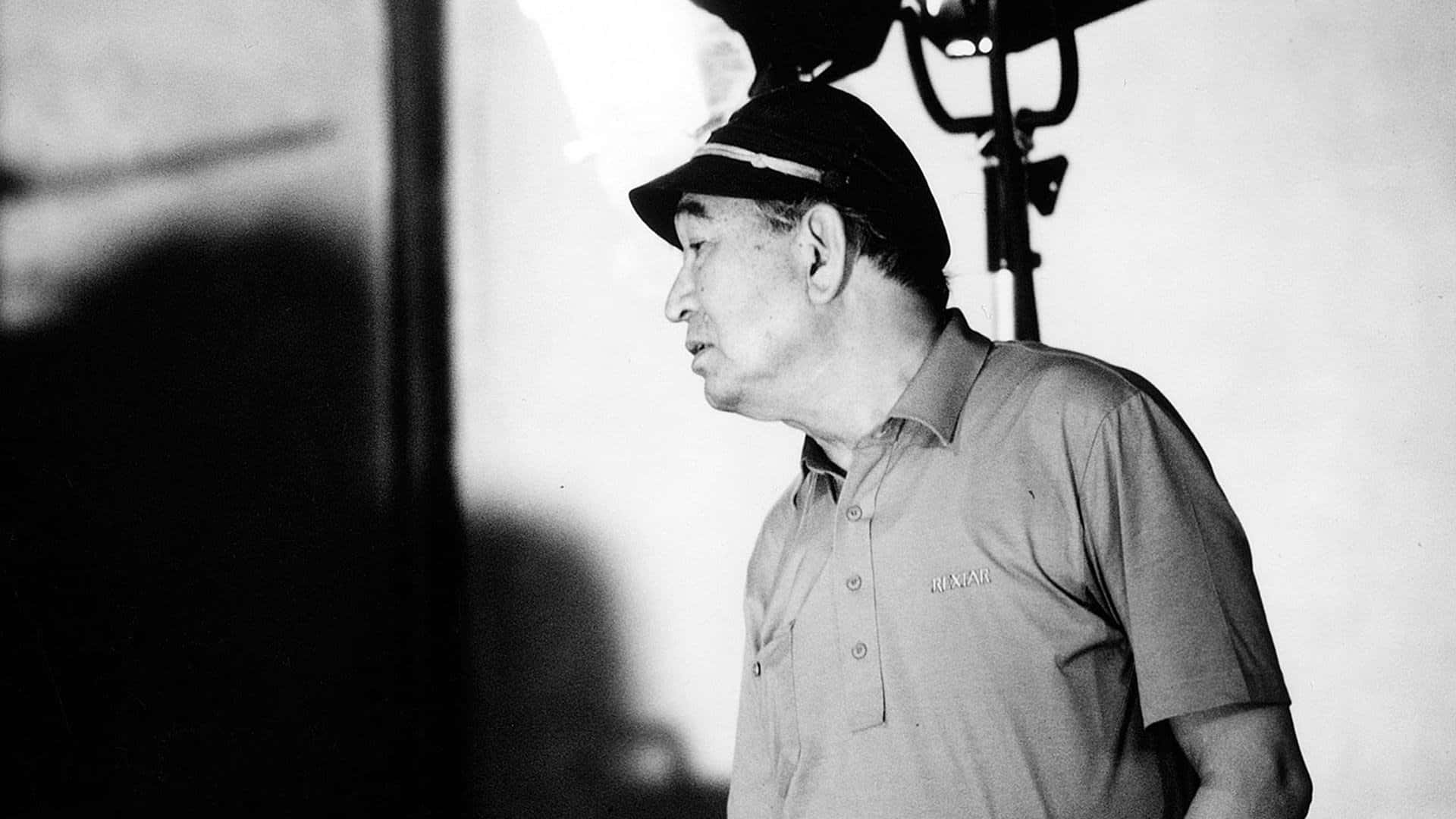 Akira Kurosawa, black and white portrait, older man, Full HD Desktop Wallpaper