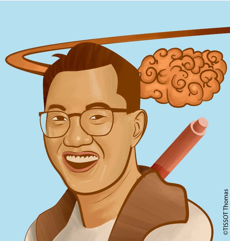 Akira Toriyama, glasses, halo, SD Phone Wallpaper