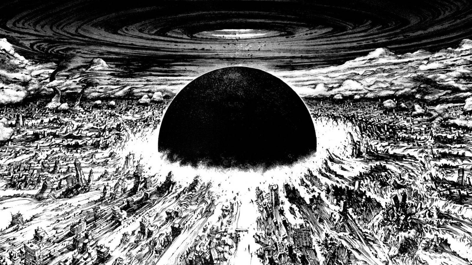 Akira, black and white, nuclear war, HD Desktop Wallpaper