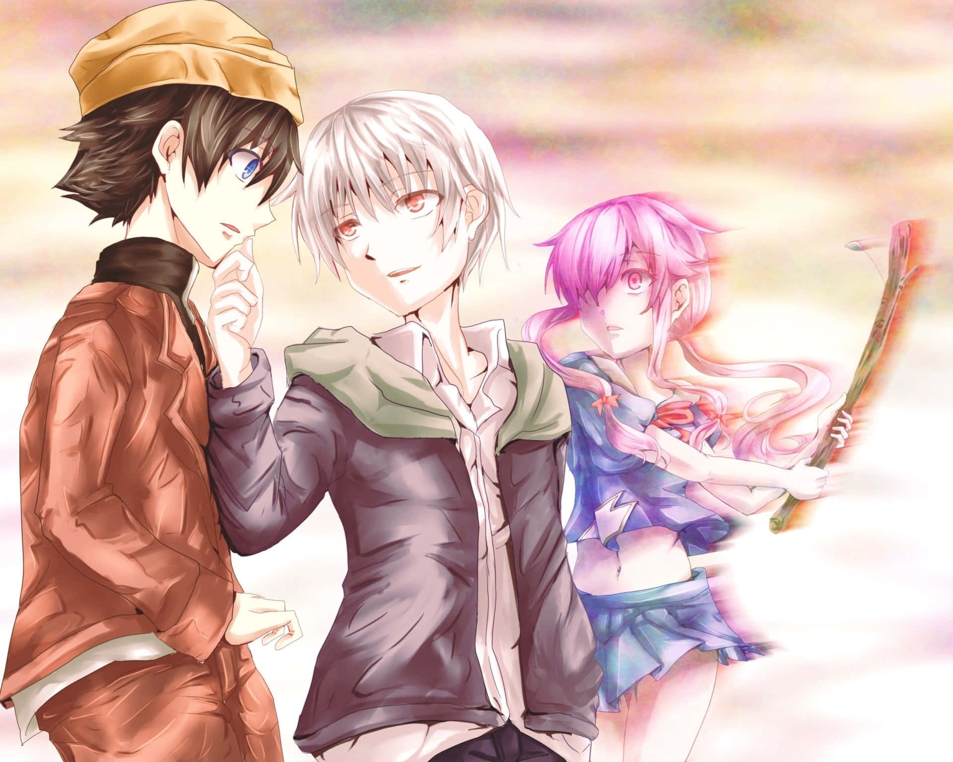 Akise Aru, moonlight, pastel sky, Full HD Desktop Wallpaper