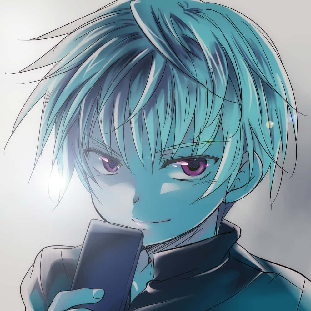 Akise Aru, blue-haired, purple eyes, SD Desktop Wallpaper