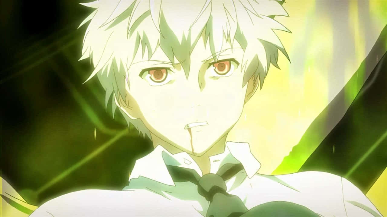 Akise Aru, white-haired anime boy, brown eyes, HD Desktop Wallpaper