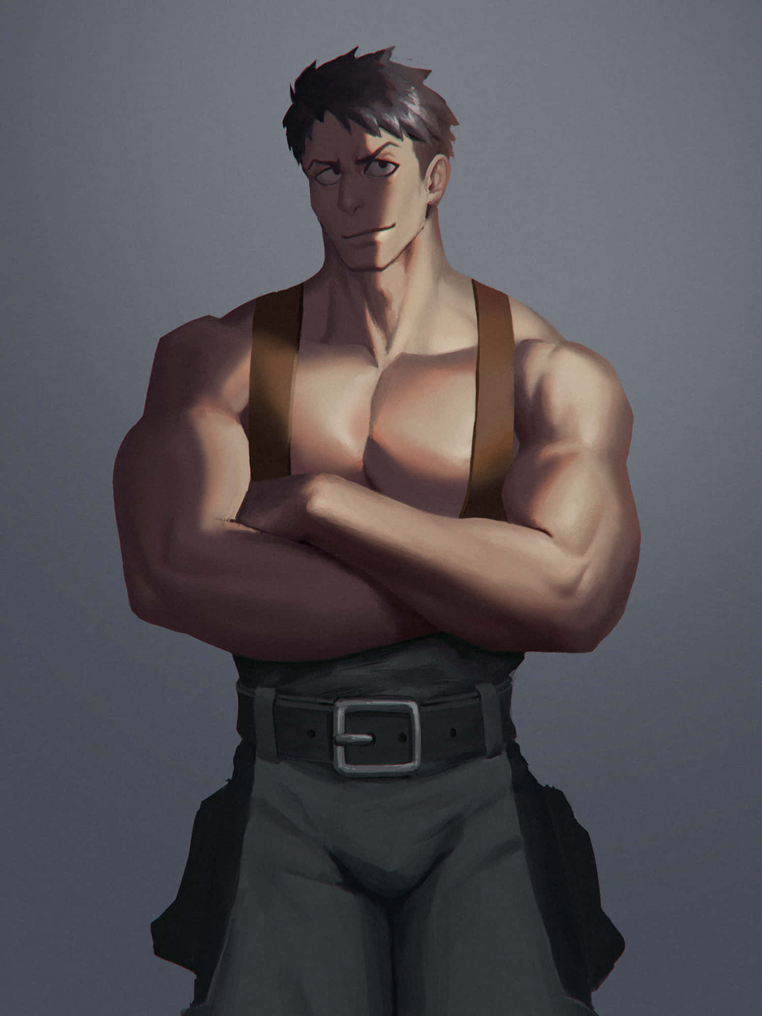 Akitaru Obi, muscled anime character, dark hair, Full HD Phone Wallpaper