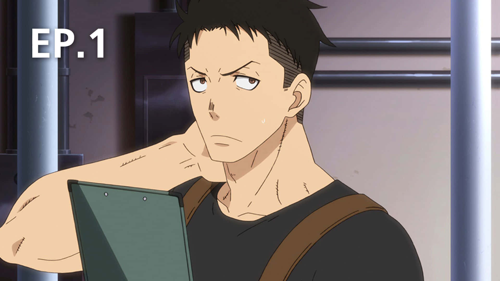 Akitaru Obi, clipboard, dim industrial setting, Full HD Desktop Wallpaper
