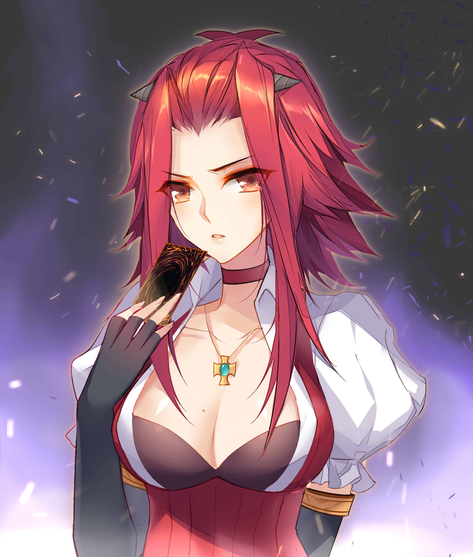 Akiza Izinski, red-haired anime girl, cat ears, Full HD Phone Wallpaper