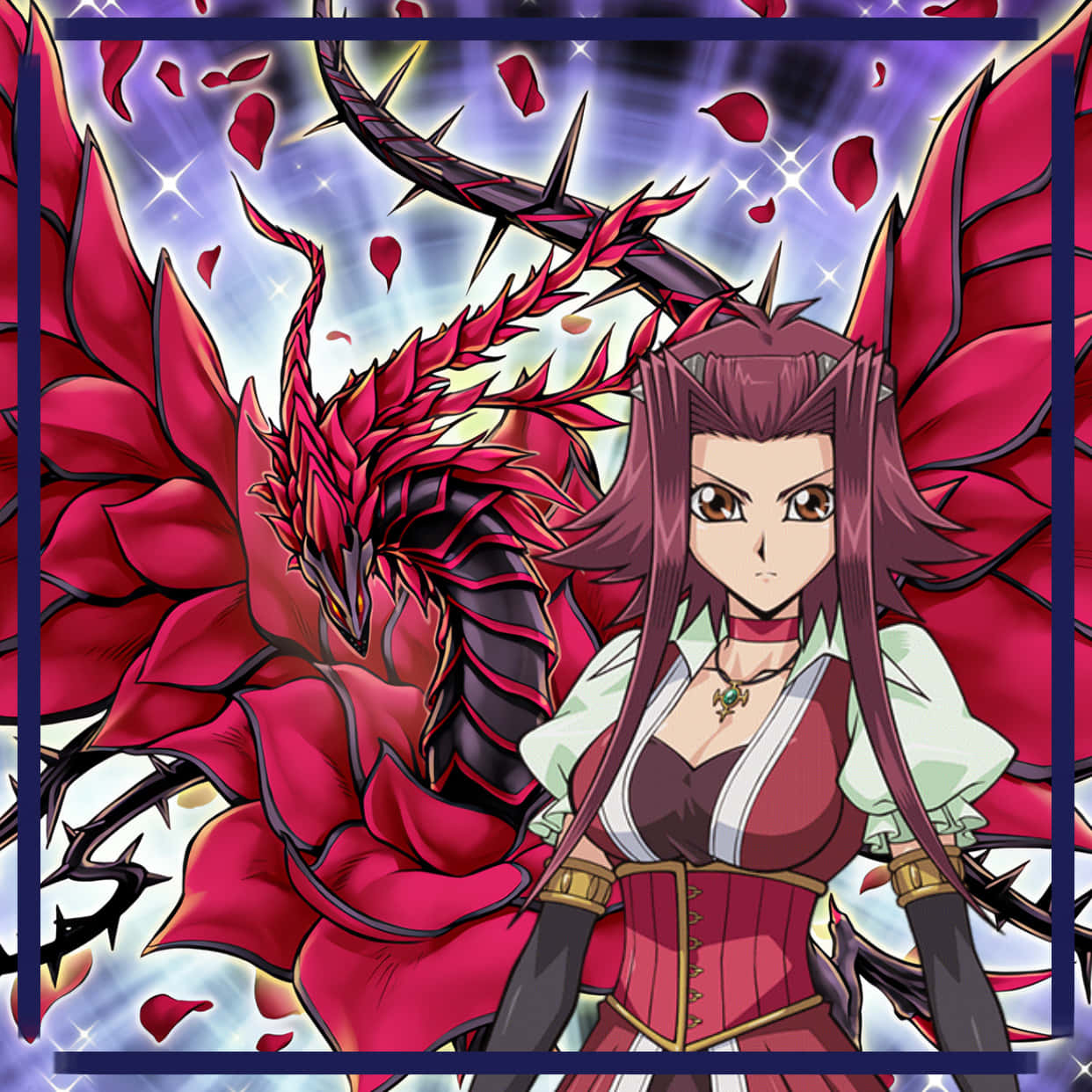 Akiza Izinski, purple hair, red spiked dragon, SD Desktop Wallpaper