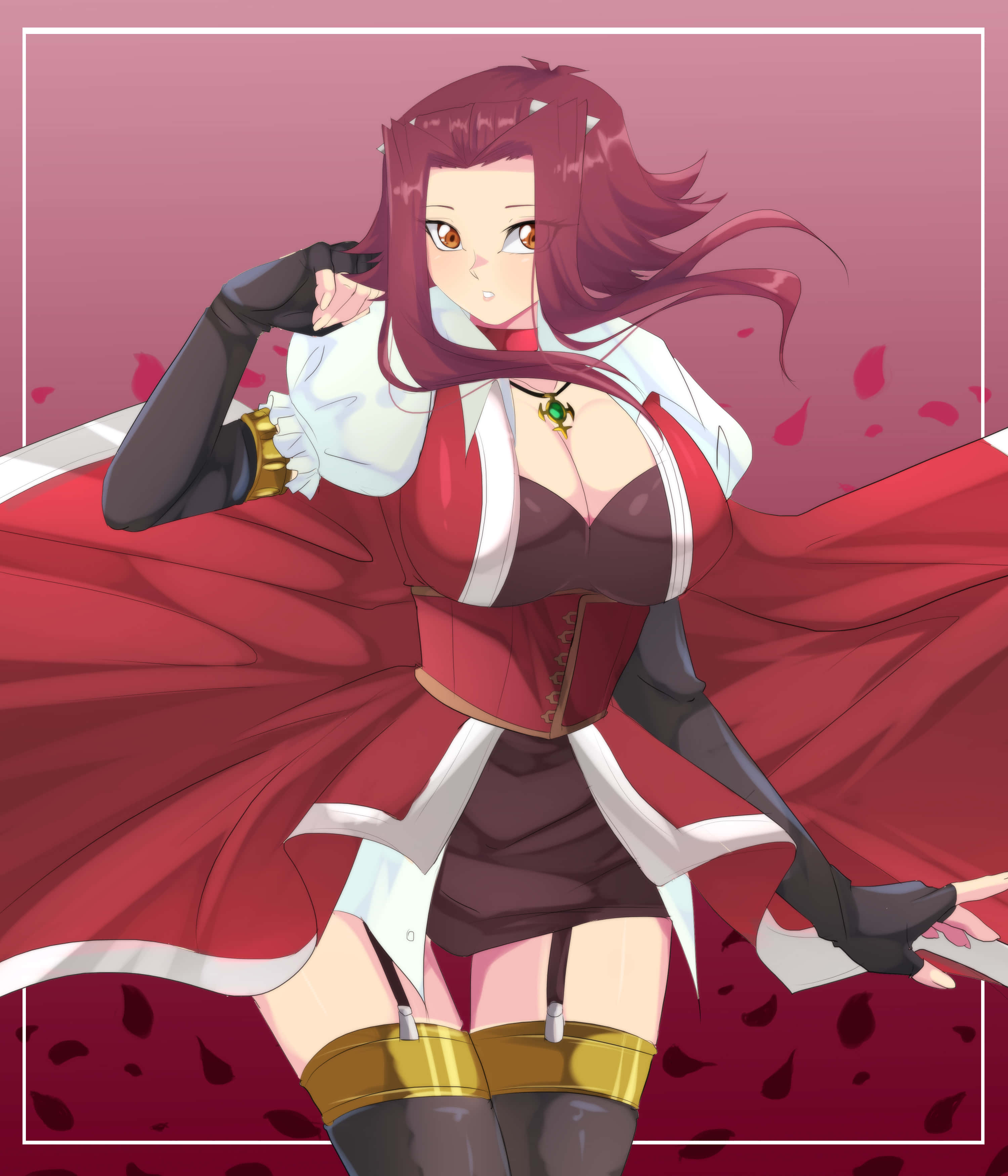 Akiza Izinski, red hair, red cape, 2K Phone Wallpaper
