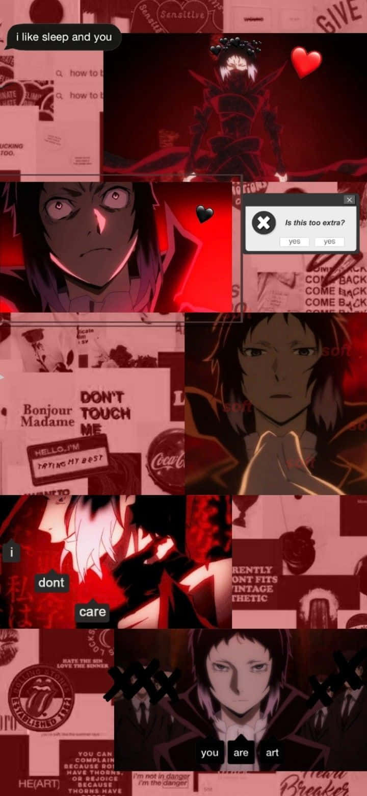 Akutagawa Ryunosuke, deep red tones, heart elements, HD Phone Wallpaper