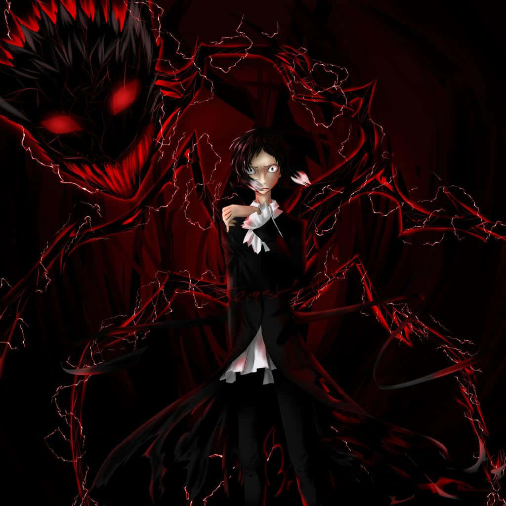 Akutagawa Ryunosuke, glowing red eyes, monstrous red entity, SD Desktop Wallpaper