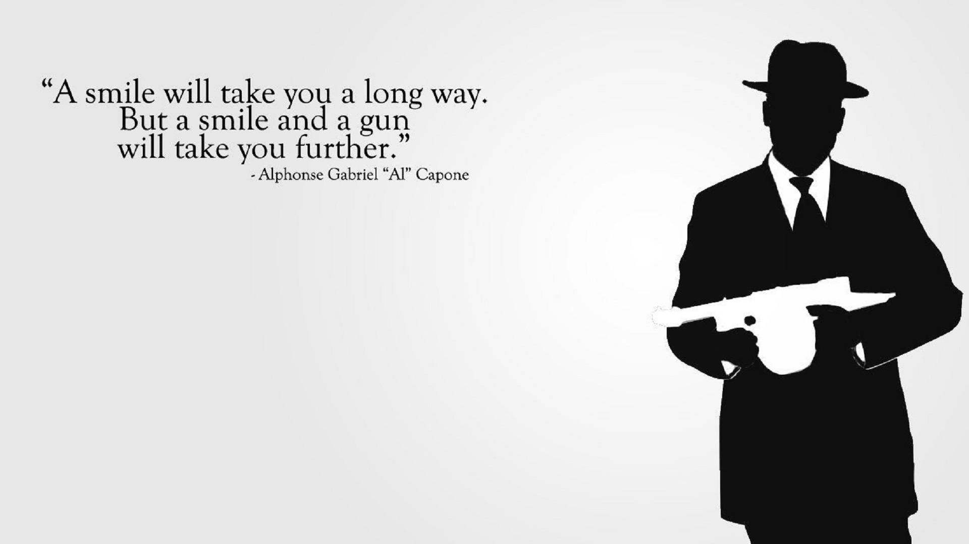 Al Capone, fedora, submachine gun, Full HD Desktop Wallpaper