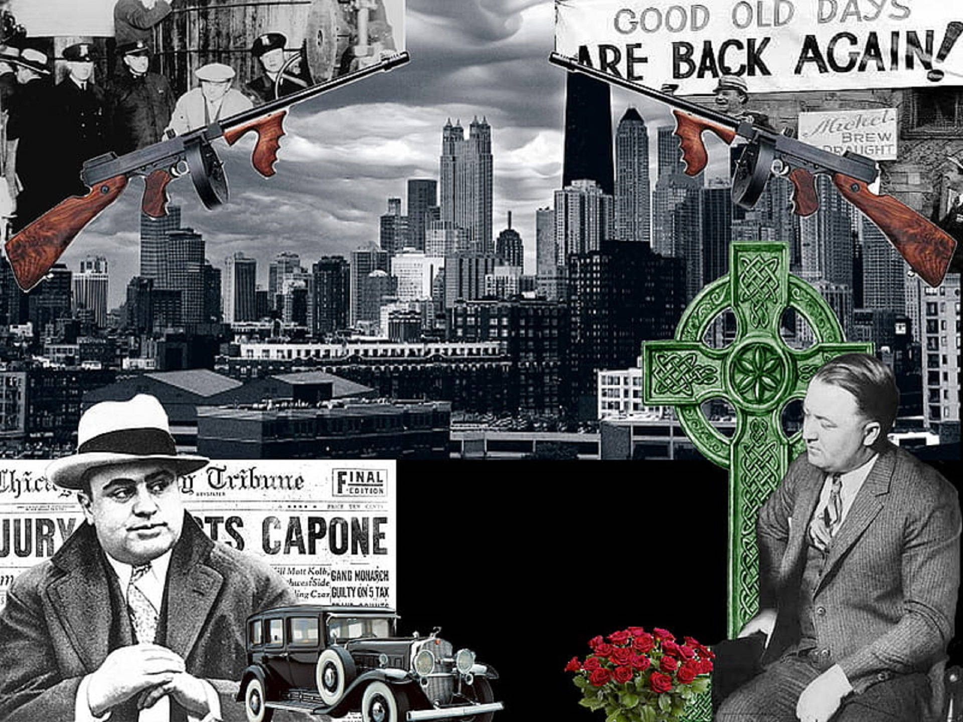 Al Capone, mugshot, vintage cars, Full HD Desktop Wallpaper