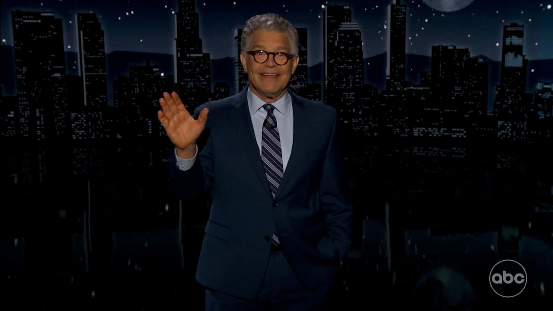 Al Franken, suit, nighttime city skyline, Full HD Desktop Wallpaper
