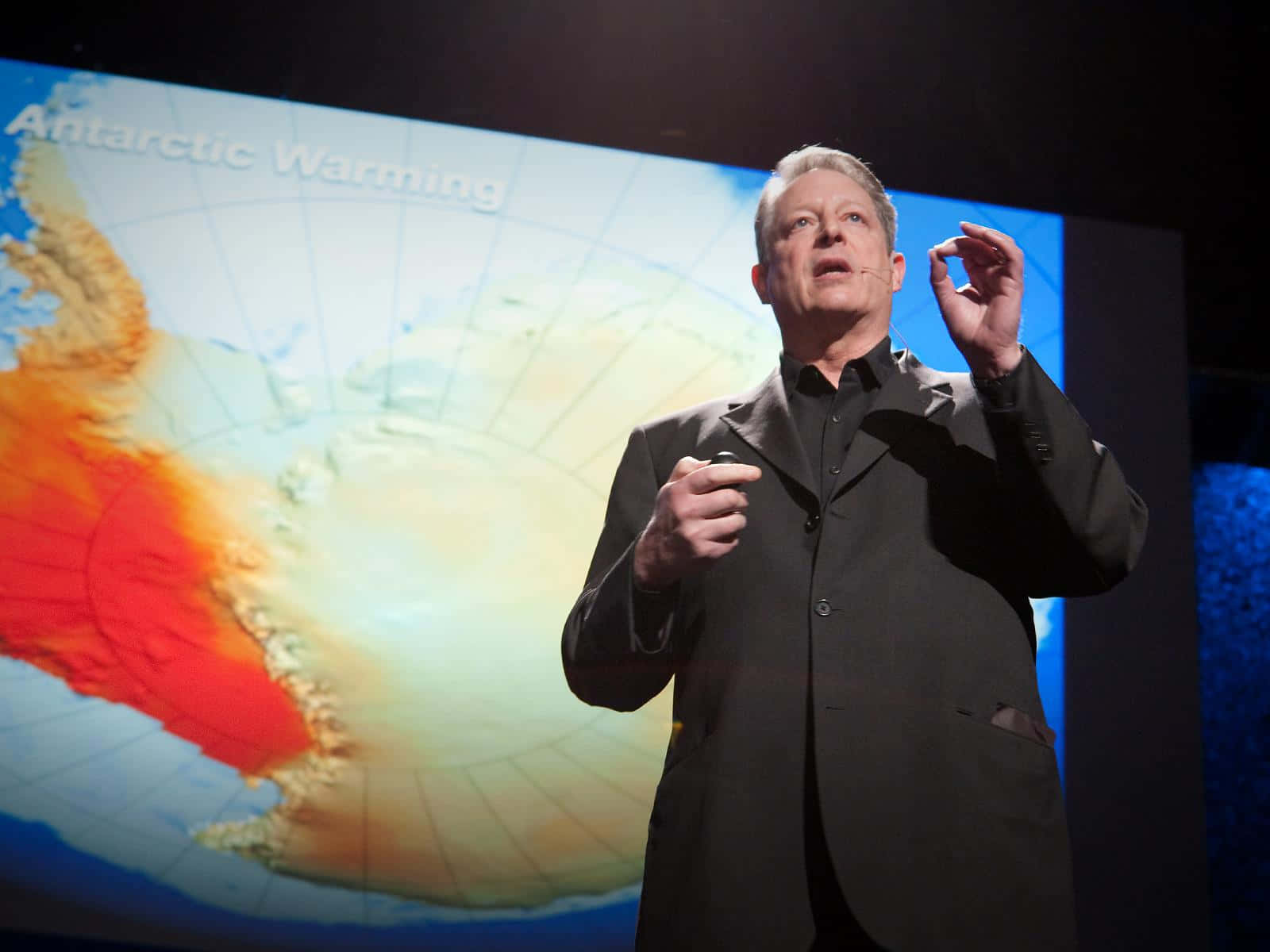 Al Gore, dark suit, vivid Antarctic warming map, HD Desktop Wallpaper