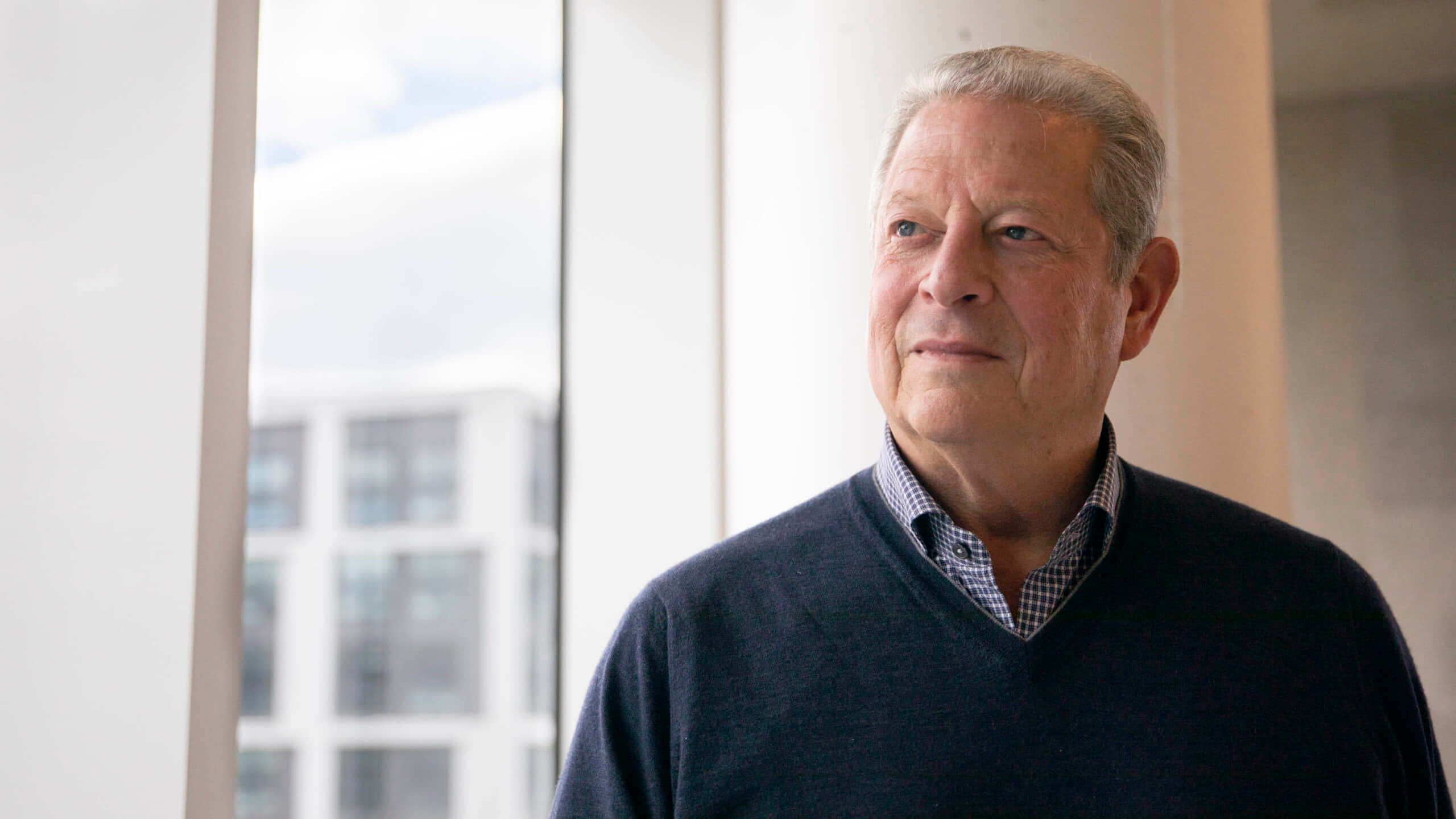 Al Gore, gray hair, window, 2K Desktop Wallpaper