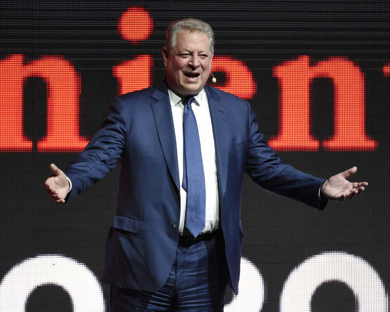 Al Gore, blue suit, stage, HD Desktop Wallpaper