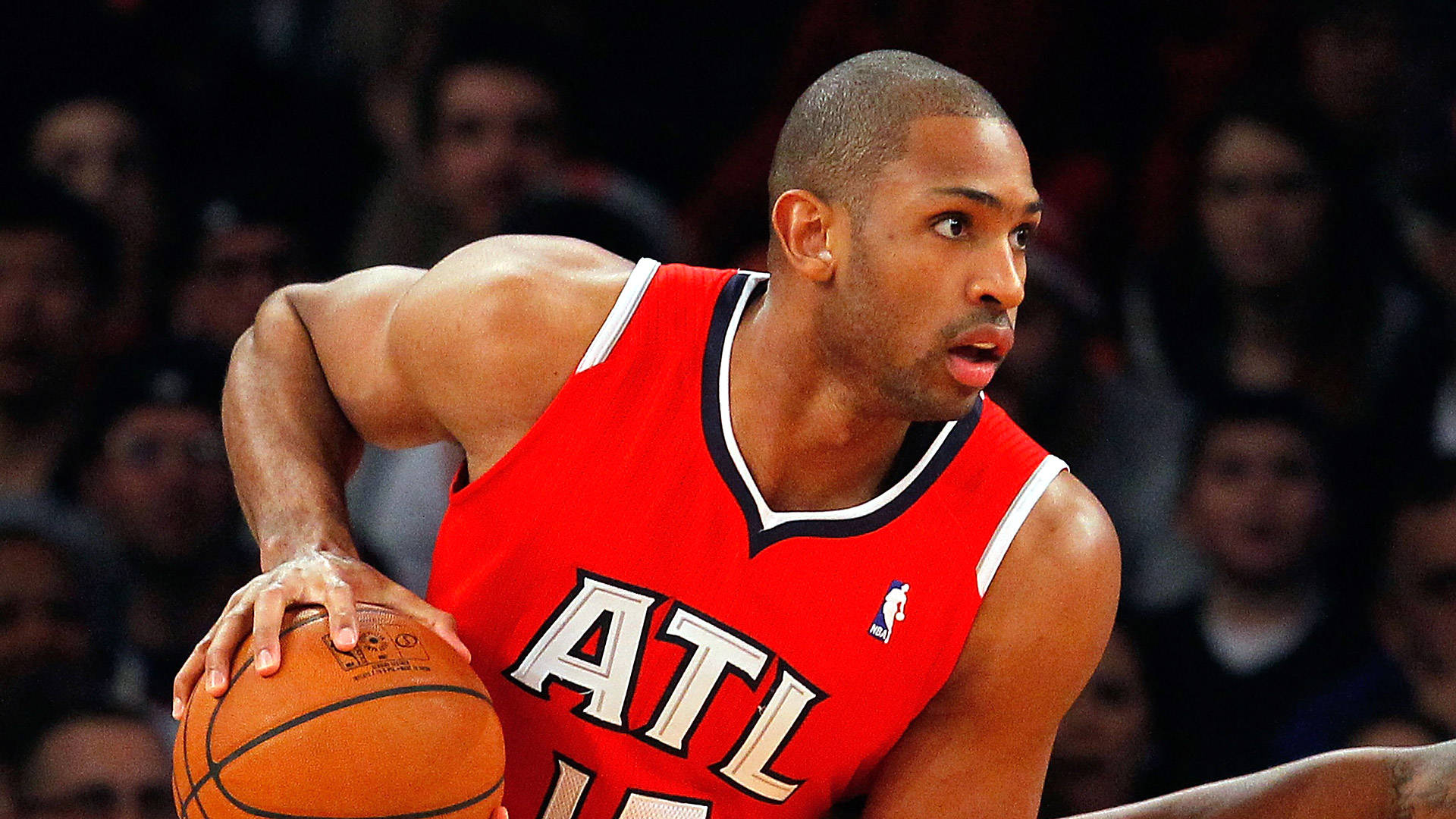 Al Horford, red Atlanta jersey, basketball player, Full HD Desktop Wallpaper