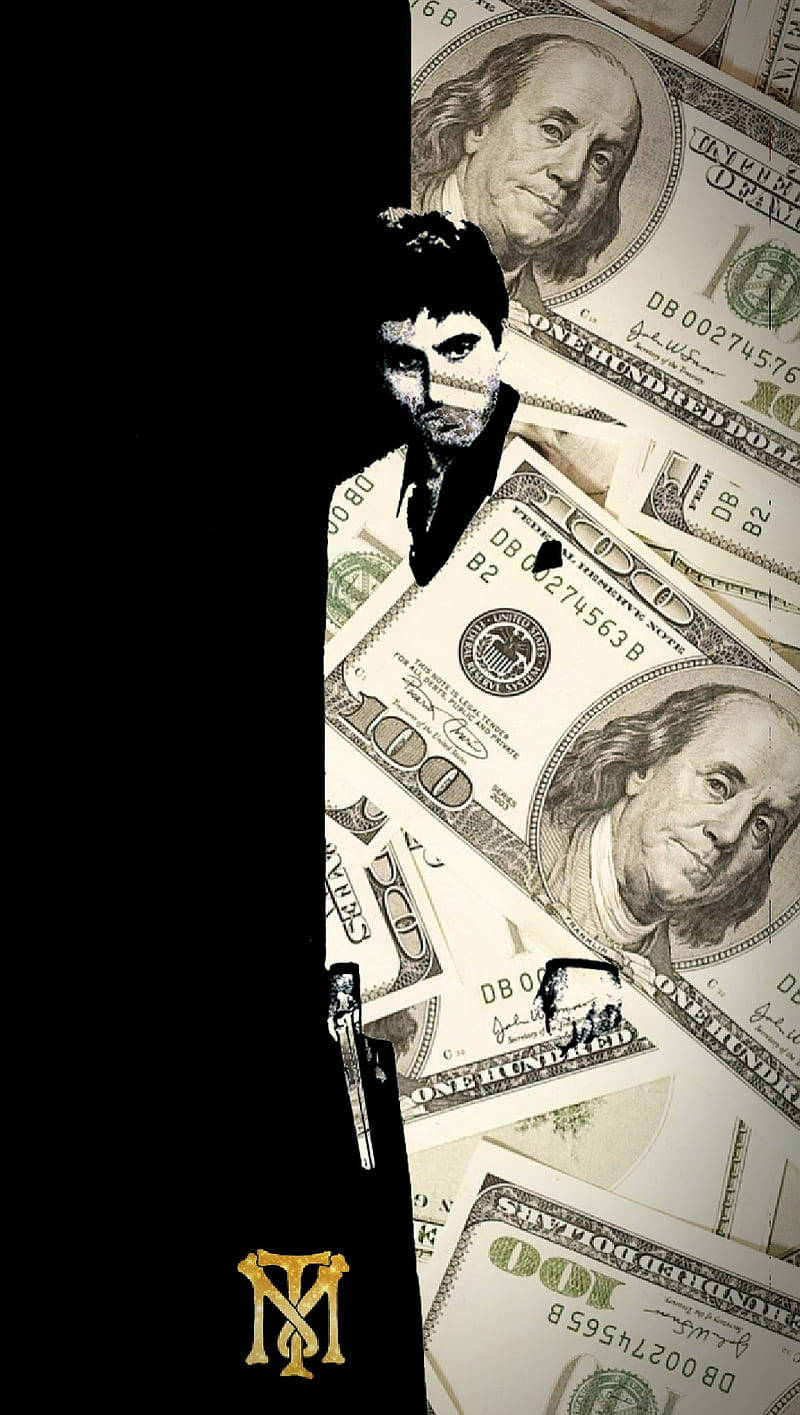 Al Pacino, Scarface, hundred-dollar bills, HD Phone Wallpaper