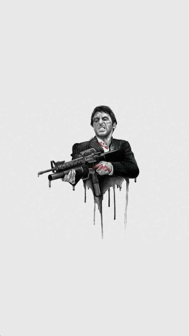 Al Pacino, Scarface, rifle, SD Phone Wallpaper