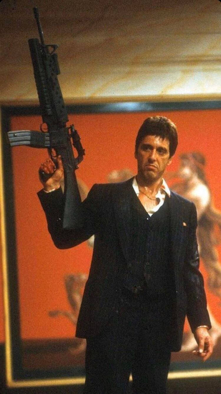 Al Pacino, Scarface, assault rifle, HD Phone Wallpaper