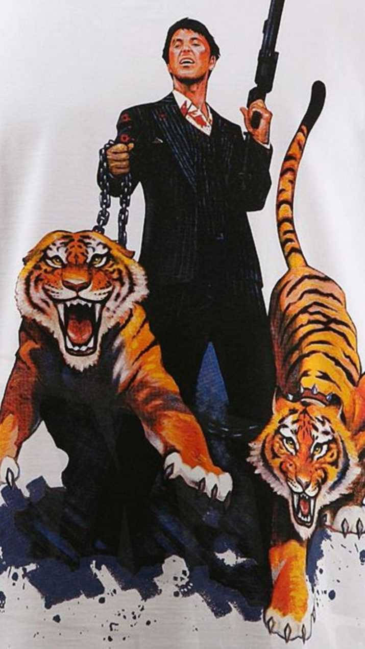 Al Pacino, Scarface, tigers, SD Phone Wallpaper