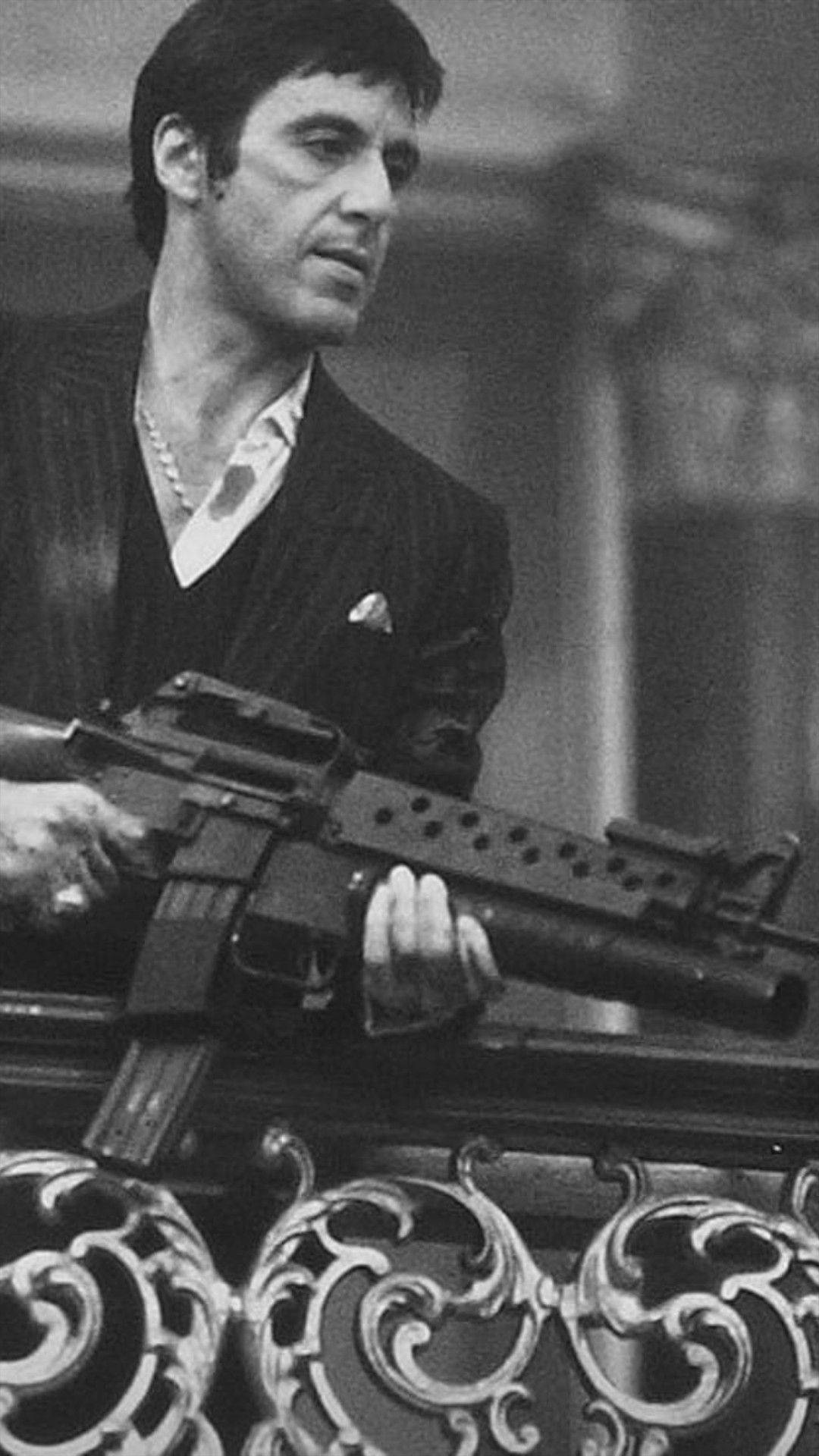 Al Pacino, Scarface, gunfight, Full HD Phone Wallpaper