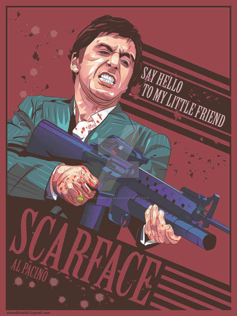 Al Pacino, Scarface, bloodied rifle, SD Phone Wallpaper