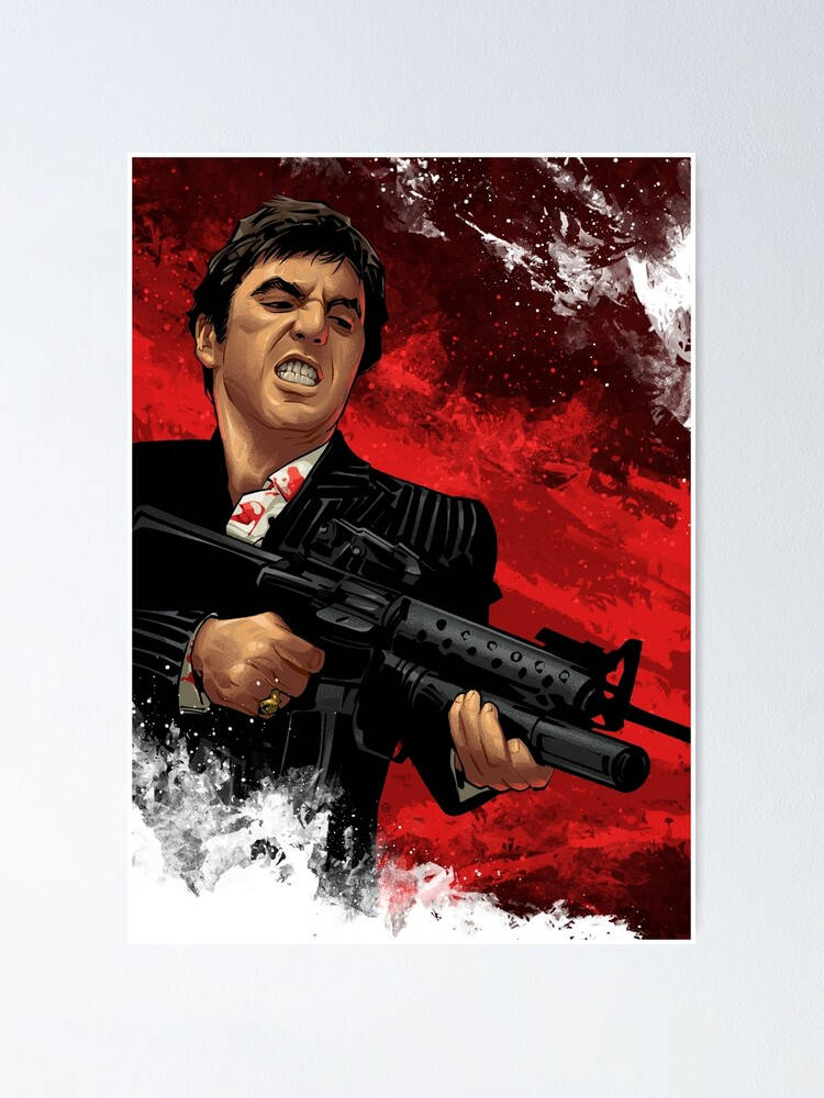 Al Pacino, Scarface, assault rifle, SD Phone Wallpaper