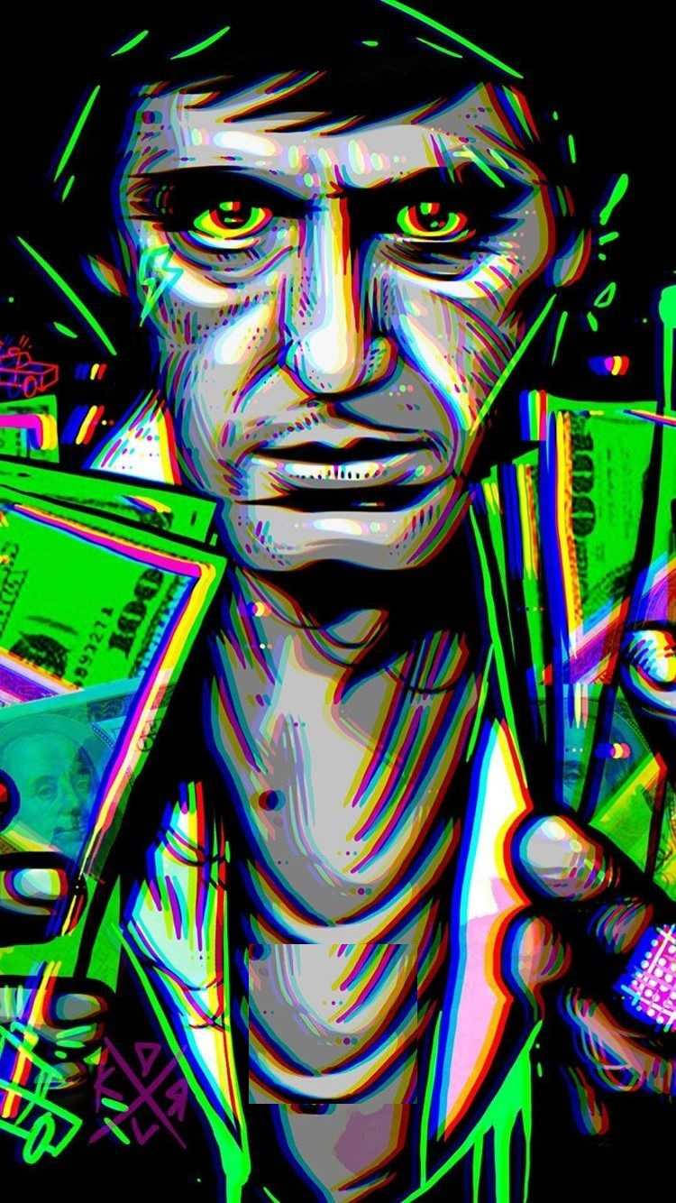 Al Pacino, Scarface, neon colors, HD Phone Wallpaper