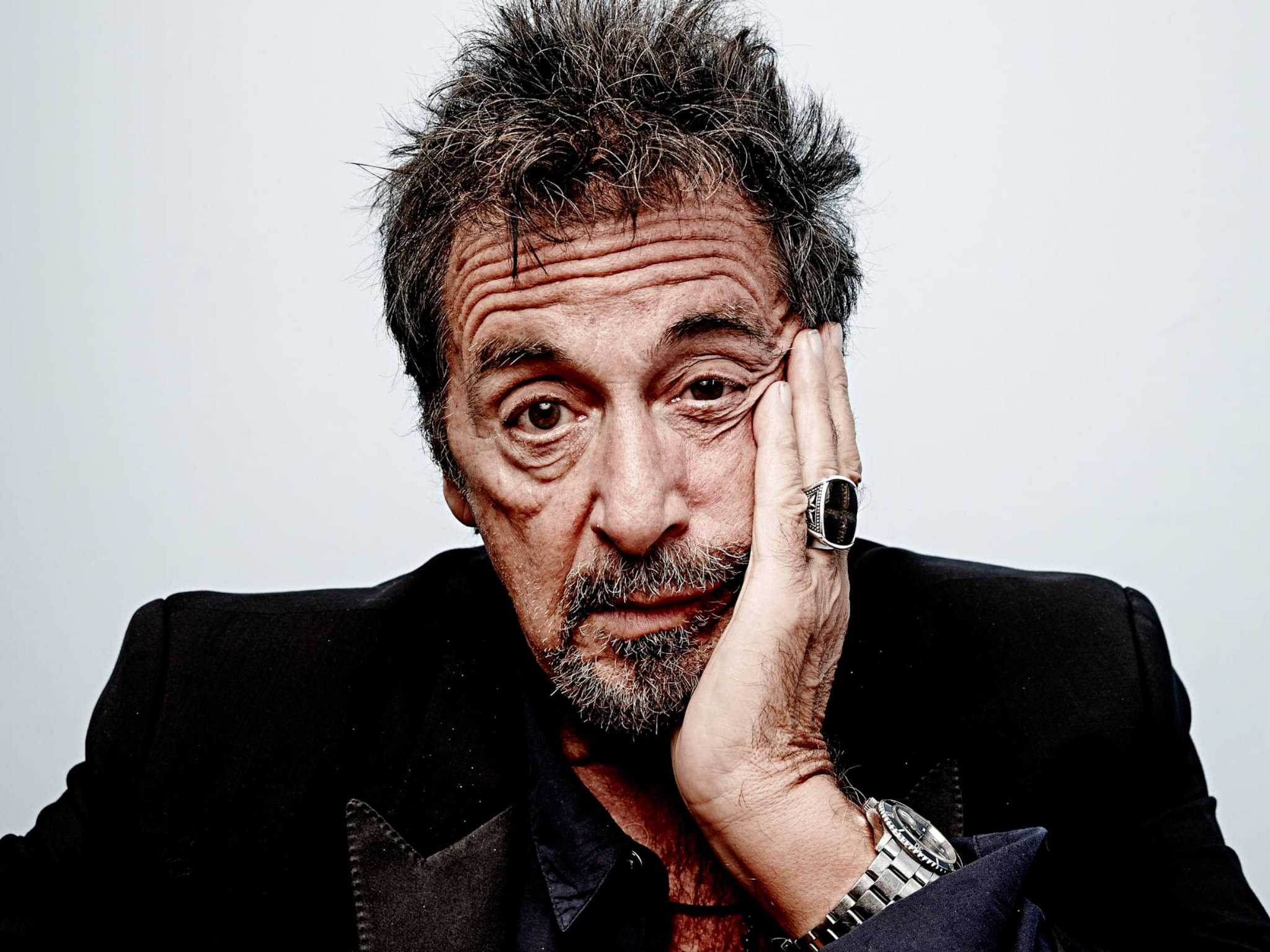 Al Pacino, grizzled man, tousled gray hair, Full HD Desktop Wallpaper
