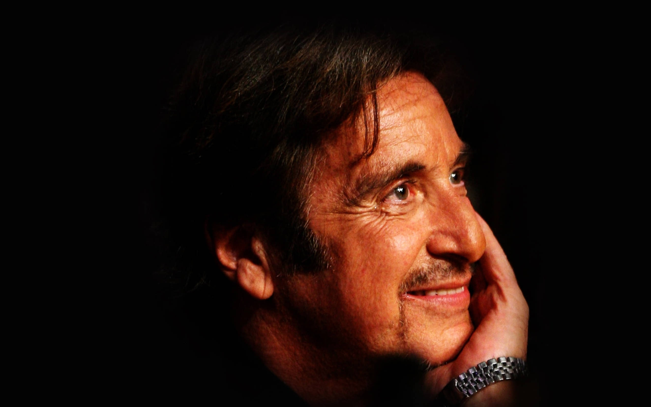 Al Pacino, black background, close-up portrait, 2K Desktop Wallpaper